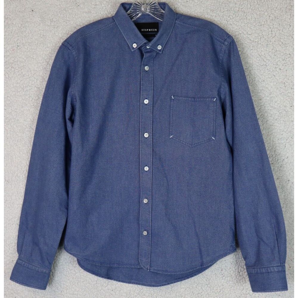 BESPOKEN x Trunk Club Mens Button Front Shirt Blue Denim / Chambray Look Sz‎ M